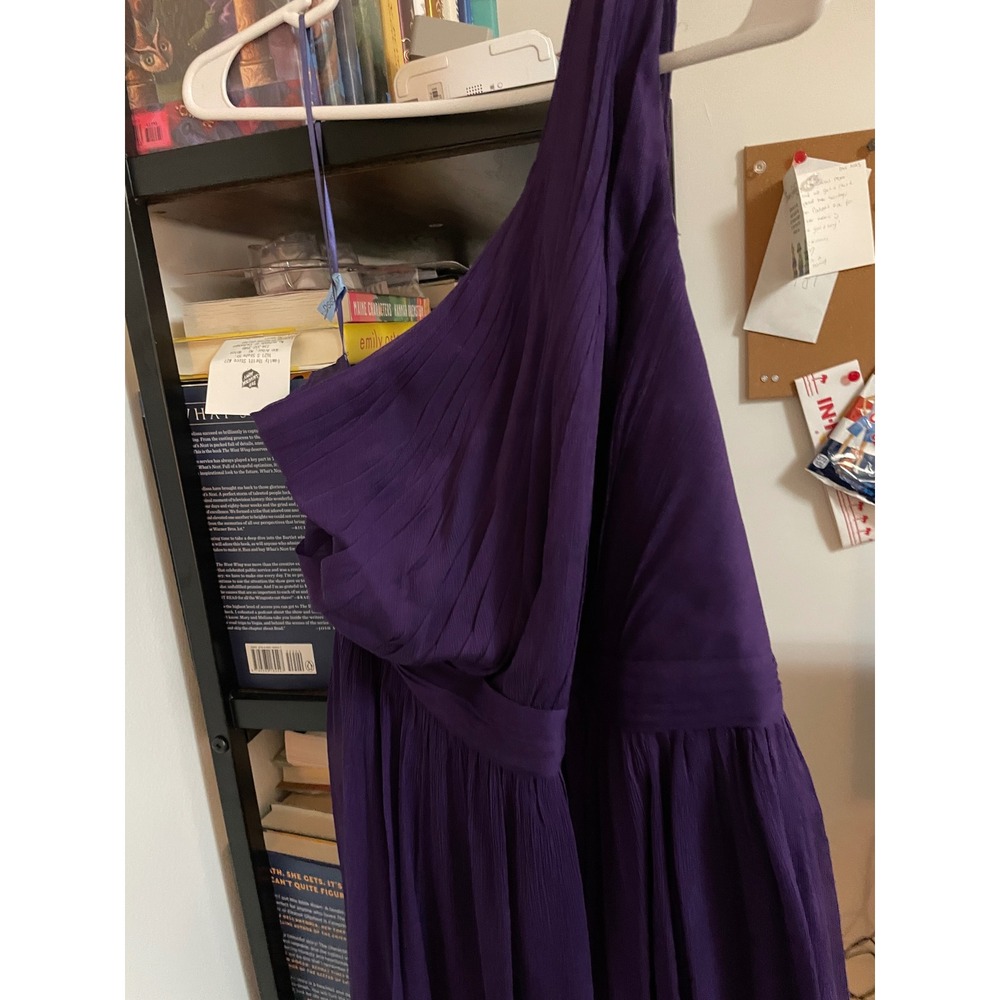 J. Crew One Shoulder Chiffon Gown Purple Formal Bridesmaid Dress Size 12 - Picture 2 of 4